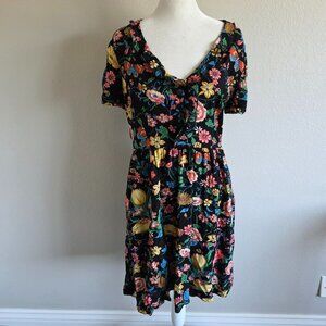 Maeve Anthropologie Dress Size 8 Bloedel Butterfly Floral Print Ruffle Pockets